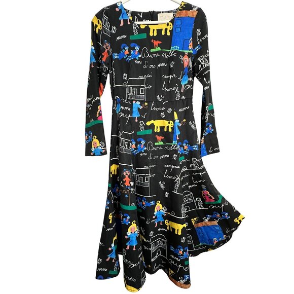 School Print Illustraded Midi Dress XS - Picture 1 of 8